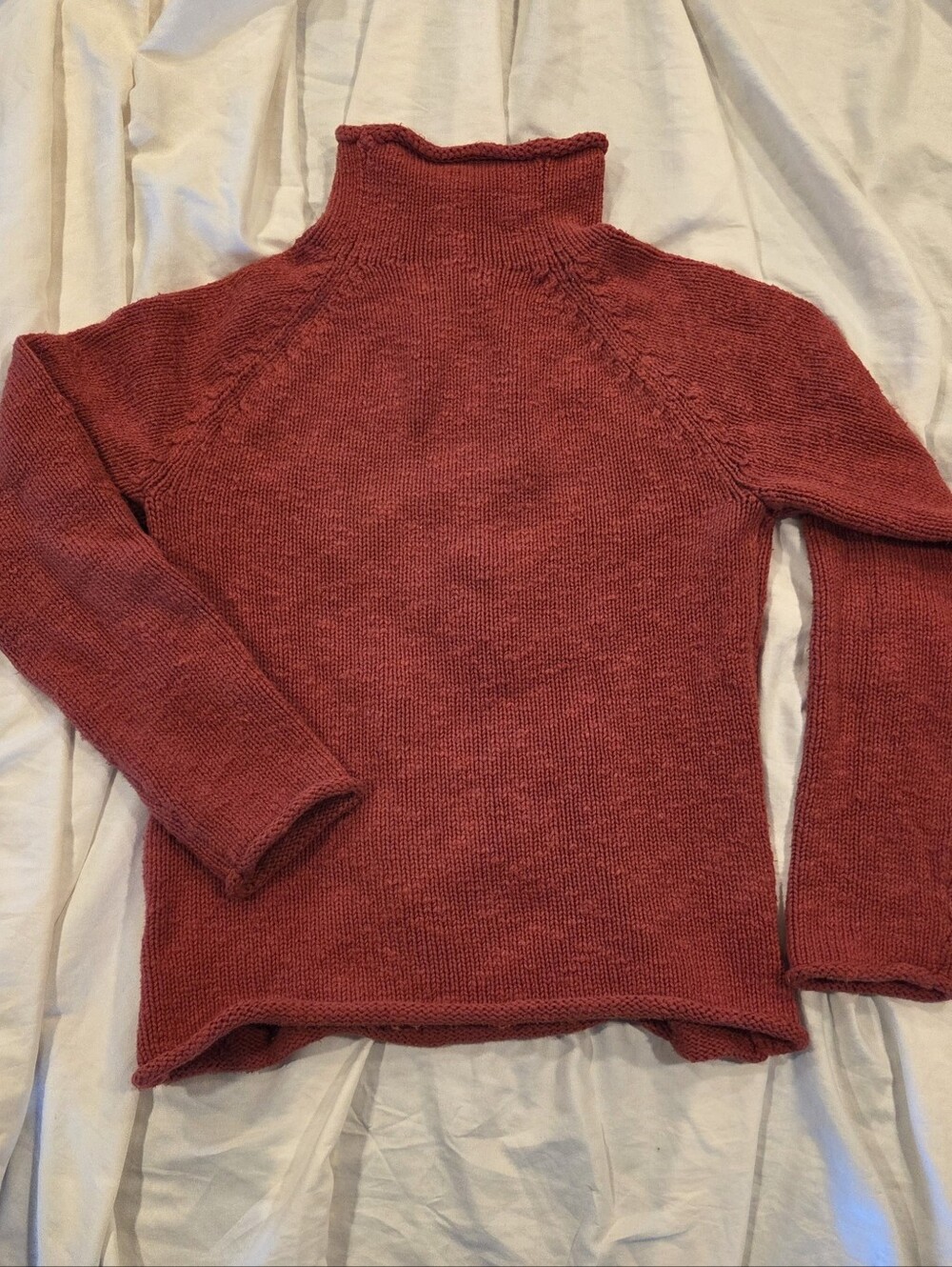 LL Bean Ragg Sweater 100% Cotton In Burnt Orange